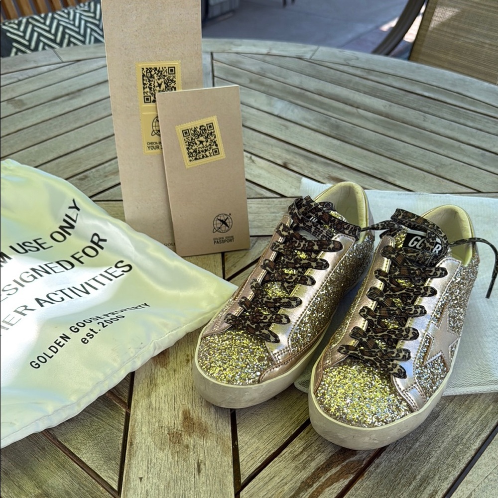 Golden Goose Gold High-Top Athletic Shoes